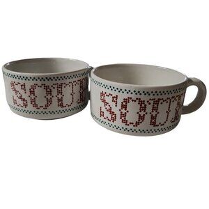 Houston Foods Soup Bowl Mug Cups Cross-Stitch Pattern Set Of Two (2)